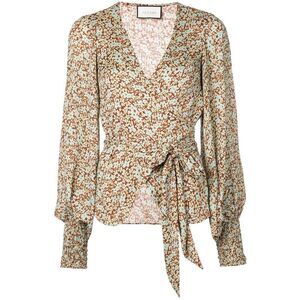 Alexis‎ Wrap Blouse Floral Print Women's Size S Balloon Sleeve